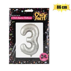 Balloon helium foil silver 3 86cm f-03